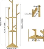 medla Bamboo Clothes Hanger Stand: Freestanding Cloth Rail Wooden Clothes Rack with 3 Tier shelves and 10 Hooks Entry Hall Tree Multifunctional Coat Stand for Bedroom Hallway - Image 5