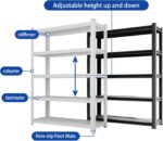 5-Tier Metal Shelving Unit - Adjustable Industrial Sto Rack for Ga Basement & Warehouse 72" H x 35" W x 20" D Easy Assembly White Steel - Image 4