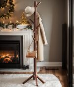 Pipishell Sturdy Wooden Coat Tree with 8 Hooks, 3 Adjustable Sizes for Clothes, Hat Stand Used in Bedroom/Office/Entryway, Brown - Image 8