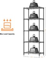 MZG 567kg Capacity Heavy Duty 5-Tier Metal Storage Shelving Unit, Adjustable Steel Wire Rack Organizer for Home, Kitchen, or Office (Black,35L x 60W x 160H cm) - Image 3