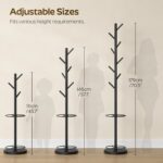 YATINEY Coat Rack Stand with Umbrella Holder, 69 Inch Freestanding Coat Tree for Entryway, Clothing Rack Hanger for Hats, Bags, Jackets, Metal Coat Stand Organizer for Bedroom, Office, Black YM03BB - Image 3