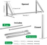 Laundry Room Drying Rack Wall Mounted Clothes Hanger Folding Wall Coat Racks Aluminum Home Storage Organiser Space Savers Silver 2 Rakcs with Rod - Image 5