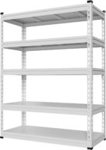 59" Garage Shelving，Basement Shelving Utility Shelf Rack, Shelving Metal Units, Adjustable 5 Tier Shelf and Storage Metal Rack， for Storage Rack Garage Shelves, 39.4 "W * 15.7 "D