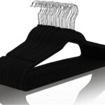 Red Dot Gift 10-Pack Black Non-Slip Velvet Hangers 45cm With 360 Degree Rotatable Hook - Durable & Slim - Non Slip Hangers for Coat Hangers - Pant Hangers…