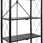 ECVV Multishelf Foldable Storage Shelves For Garage Kitchen Home Closet, Metal Wire, Collapsible Organizer Rack On 4'' Wheel Casters, Metal Organizer Wire Rack, Black/White 5Shelfblack,
