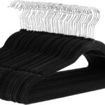 Amazon Basics Slim Velvet, Non-Slip Suit Clothes Hangers, Pack of 30, Black/Silver