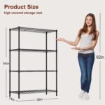 BestOffice | 4-Tier Wire Storage Shelves | 36x14x54 | Black | with Adjustable Racks | Heavy-Duty Metal Shelf, Holds Upto 1000 lbs | No-Tool Assembly | Ideal for Home & Garage Shelving - Image 3