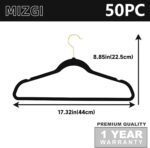 MIZGI Premium Velvet Hangers Pack 50 Pcs Heavyduty - Non Slip Slimline - Velvet Suit Hangers Black - Gold Hooks,Space Saving Clothes Hangers (Black) - Image 6