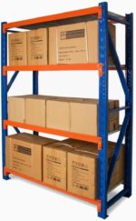 Heavy Duty Metal Warehouse 4 Steps Racing Storage Garage Shelving Steel Shelf Capacity 300kg Each Shelves (250 x 60 x 200cm) (Blue + Orange) - Image 4