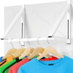 Over The Door Clothes Hanger, Foldable Over The Door Hanger, Over The Door Drying Rack for Coat, Space Saving Small Clothes Rack Door Hangers for Clothing, White