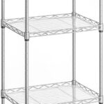 SONGMICS Kitchen Shelf, Metal Shelves, 5-Tier Wire Shelving Unit with 8 Hooks, Narrow Storage Rack with PP Shelf Liners, Height-Adjustable, for Bathroom, Silver ULGR115E01, 11.8”D x 15.7”W x 47.6”H