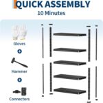 Heavy Duty 5-tier Metal Shelving Unit - Adjustable Storage Rack For Garage, Basement & Workshop Organization - Sturdy White Shelf, 48 W X 16 D X 72 H Black W48 xD20 xH72 - Image 6