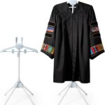 Retail-Ready Hanger Rack for Clothing Dress Garment Coat, Adjustable 32-63 inch T Shirt Display Stand for Adult Vendors, Portable Hanging Black Metal Design