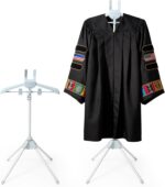 Retail-Ready Hanger Rack for Clothing Dress Garment Coat, Adjustable 32-63 inch T Shirt Display Stand for Adult Vendors, Portable Hanging Black Metal Design