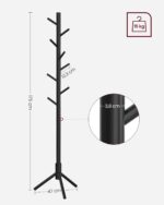 VASAGLE RCR004B01 Wooden Coat Stand with 8 Hooks, 3 Adjustable Heights for Clothes, Hats, Bags, Entryway, Living Room, Bedroom, Office, Black - Image 5