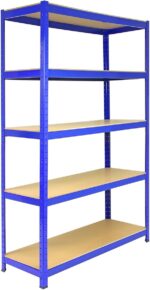Monster Racking T- Rax Garage Shelving Unit Extra Wide - 5 Tier Heavy Duty Rack for Storage Steel Utility Shelves | Metal & MDF Boltless Assembly System | 180cm x 120cm x 45cm | 1400KG Capacity