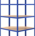 Brokky 5-Layer Corner Shelf Blue Steel&Engineered Wood-Garage Shelves Metal Storage Shelves,Heavy Duty Shed Storage Racking for Warehouse Workshop Office - Image 7