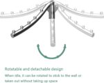 Wall Mounted Folding Clothes Hanger Rack, Foldable Clothing Hanger Stainless Steel, Clothes Hooks with Swing Arm Holder Space Saving Clothing Hanging Garment Racks Closet Storage Organizer Drying Rack - Image 3
