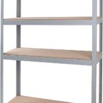Tactix Storage Shelves 4 Tier Adjustable Garage Storage Shelving, Heavy Duty Utility Rack Shelf Unit for Warehouse Pantry Closet Kitchen, Grey/Brown Dimension: 76W x 30.5D x 152.5H cm- 329103
