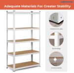 DAYONG Storage Rack, Heavy Duty 5-Shelf Storage Unit, Metal Shelves Laminated Shelf Industrial Utility Rack for Garage, Pantry, Kitchen, Workspace, 183cm H x 90cm W x 40cm D - Image 4