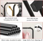Clothing Garment Rack with Shelves, Metal Cloth Hanger Rack Stand Clothes Drying Rack for Hanging Clothes, Shirt Towel Rack and Lower Storage Shelf for Boxes Shoes Boots. - Image 2