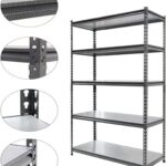 kriston 5 Tier (200KG Per Shelf) Garage boltless Shelving Units 150m x 40m x 2cm Heavy Duty Steel Racking Shelves for Storage 1 Bay Grey warehouses Workshop, Shed Office 5 Year Warranty