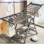 Clothes Drying Stand منشر غسيل قابل للطي with Adjustable Folding Wings Clothes Hanger clothes rack, no installation of wing shaped drying clothes rack for home bedroom balcony.(Gun gray) - Image 8