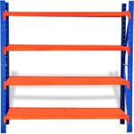 COOLBABY 4 level Heavy Duty Metal Warehouse 4 Steps Racking Storage Garage Shelving Steel Shelf Capacity 300kg Each Shelves (Grey, 200 x 60 x 150 CM)