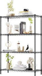 BestOffice | 4-Tier Wire Storage Shelves | 36x14x54 | Black | with Adjustable Racks | Heavy-Duty Metal Shelf, Holds Upto 1000 lbs | No-Tool Assembly | Ideal for Home & Garage Shelving - Image 8