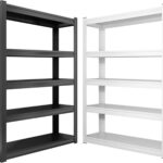 72" Heavy Duty 5-Tier Garage Shelving Unit - Adjustable Steel Storage Rack for Warehouse Basement & Garage nization Metal Shelves Easy Assembly Black