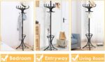 GOFLAME 73" Coat Rack Freestanding, Wooden Coat Tree with 12 Hooks and Umbrella Stand, Entryway Hall Tree, Hat Hanger Organizer, Coat Rack Stand for Coats, Hats, Scarves, Bags, Easy Assembly, Black - Image 7