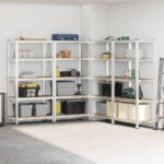 Heavy-Duty 5-Tier Shelving Units, Set of 4 Steel Storage Racks, Boltless Assembly, Adjustable Shelves for Garage & Shed, 1325 kg Load Capacity - Silver Storage Solution - Image 2