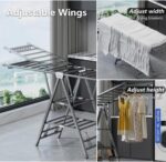 Clothes Drying Stand منشر غسيل قابل للطي with Adjustable Folding Wings Clothes Hanger clothes rack, no installation of wing shaped drying clothes rack for home bedroom balcony.(Gun gray) - Image 7