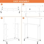 Calmootey Double Rod Clothing Garment Rack,Rolling Hanging Clothes Rack,Portable Clothes Organizer for Bedroom,Living Room,Clothing Store,White - Image 9