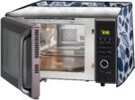 Full Closure Microwave Oven Top Cover for Samsung 28L CE1041DSB2/TL Convection Microwave Oven with PVC Attractive Digital Prints/Dustproof/Water Resistant-Blue Grey Leaf - Image 2