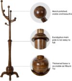 Coat Rack Freestanding Wood Tree Rack with 8 Hooks, Creative Design Tree Branch-look, Coat Tree Clothes Hanger Stand with Stable Sphere Base for Entryway, Hallway, Bedroom - Load 160lbs (Walnut Brown) - Image 2
