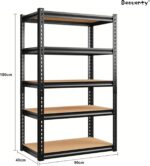 Beauenty 5 Tier Heavy Duty Storage Steel Shelves, Adjustable Garage Shelving Units, Kitchen Storage Shelf Organizer, Industrial Standing Storage Shelf, (Black 4) - Image 3