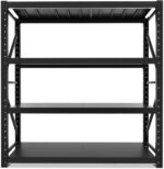 Heavy Duty Durable Metal Bolted Warehouse Garage Office Storage Racks Standing Shelves 4 Tier Utility Adjustable Shelves 300kgs (200D x 60W x 200H), Black