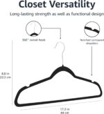 Amazon Basics Slim Velvet, Non-Slip Suit Clothes Hangers, Pack of 30, Black/Silver - Image 8