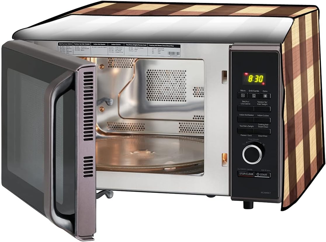 61IQxgOIOL._AC_SL1500_.jpg Stylista Microwave Oven Cover for Samsung 28 L Convection MC28H5033CK Gingham Pattern Beige - Image 1