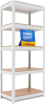 HOMEDANT 5 Tier Laminated Boltless Heavy Duty Garage Storage Adjustable Wide Size Metal Shelving Unit (1, (Shelf-W). 24.4" Wx16.5 Dx59.5 H)