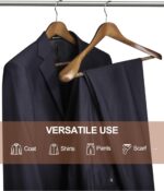 HOUSE DAY 4-Pack Wide Shoulder Wooden Hangers,Walnut Suit Hangers with Non Slip Pants Bar, Smooth Finish 360° Swivel Hook Solid Wood Coat Hangers for Dress, Jacket, Pants, Heavy Clothes Hangers - Image 5