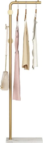 HKaikzo Coat Rack Stand, Gold Clothing Rack Freestanding with Satin Steel Finish and Natural Stable Marble Base, for Coats, Hats, Scarves, Clothes, and Handbags be Applicable Home Bedroom Hotel Hall - Image 9