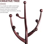 Bekrvio Coat Rack Freestanding Wood Tree Rack with 8 Hooks, Creative Design Tree Branch-look, Coat Tree Clothes Hanger Stand with Stable Sphere Base for Entryway, Hallway, Bedroom (Wine Red) - Image 5