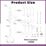 Swpeet 1 Pack 68'' Coat Rack, Freestanding Hat Rack, Clothing Rack, Metal Coat Tree Stand Kit Contains 11 Hook 2 Tube 22 Pipe Sleeve 22 Screw 22 Gasket 1 Pipe Plug 1 Hex Wrench for Jacket, Bag, White - Image 2