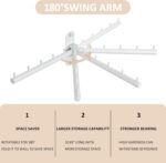 Mooche Swing Clothes Hanger Rack,Garment Racks Wall Mounted Clothes Bar-Hanger Holder Hooks Heavy Duty Folding Drying Rack Space Saving Clothing Hanging System Closet Storage Organizer,White Finish - Image 2