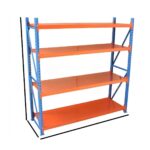 k Heavy Duty Metal Warehouse 4 Steps Racing Storage Garage Shelving Steel Shelf Capacity 300g Each Shelves (250 x 60 x 200cm) (Blue + Orange) - Image 2
