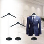 Shirt Display Stand 20-36“ Mannequin Torso with Pure Wood Hangers Dual Non-Slip Design, Stable Metal Base, Ideal T-Shirt Dress Form Display for Vendors, Retail, and Daily Use (Black, 2 Pack)