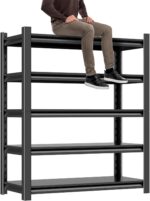 Garage Shelving Unit Rustproof 72"H3000bls Heavy Duty Storage Shelves Easy Assembly 5 Tier Adjustable Metal Steel Utility Shelf Rack Garage Storage Organize for Tools Garage,Basement,Warehouse