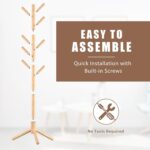 Haddockway Wooden Coat Rack Stand with 8 Hooks New Zealand Pine Adjustable Coat Standing Tree Easy Assembly for Coats, Hats, Scarves and Handbags for Entryway, Hallway, Bedroom, Office - Image 4